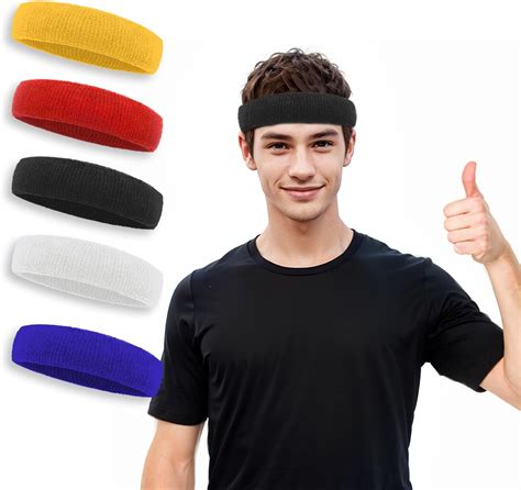 Lponjar 5 Pack Sweatbands Sports Headbands For Men And Women Athletic