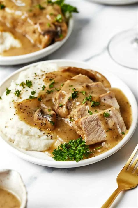 Instant Pot Pork Chops { Mushroom Gravy} Eating Instantly