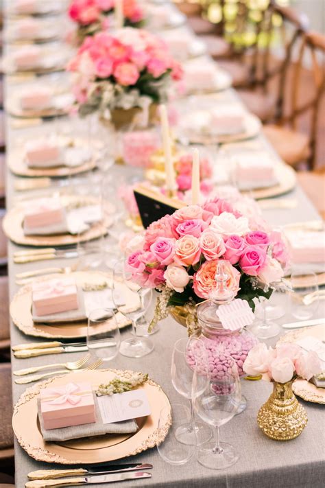 Glamorous Pink Ivory Country Wedding Gold Wedding Decorations Pink