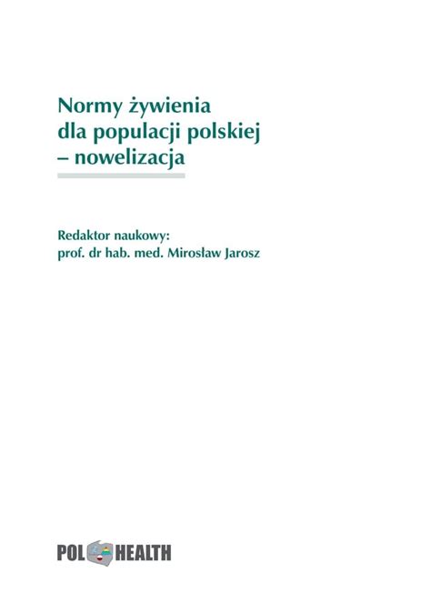 Normy Ywienia Dla Populacji Polskiej Nowelizacja Pdf