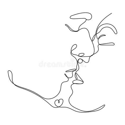 Man Woman Kissing Line Drawing Stock Illustrations 451 Man Woman