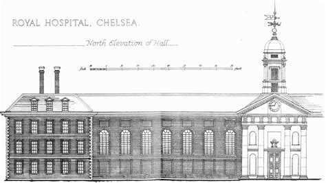 Plate 13 Chelsea Hospital North Elevation Of Hall British History