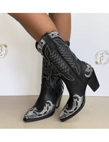 Santiags Mexicaines Cuir Noir Brides Buffalo Bottes Santiag Et Country