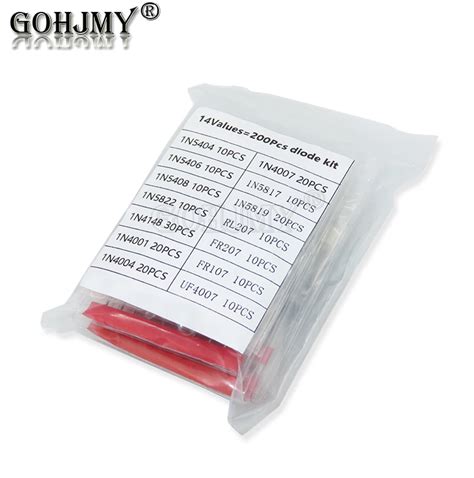 200pcs 14 Values Diode Kit 1N4001 1N4004 1N4007 1N4148 1N5817 1N5819