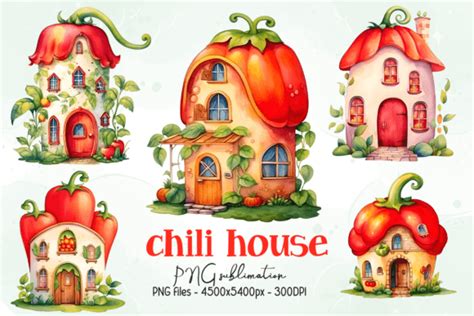 Cute Chili House PNG Sublimation Graphic By Artistry Alley Creative