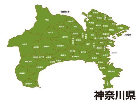 神奈川県（市区町村別）の地図イラスト素材 イラスト無料・かわいいテンプレート