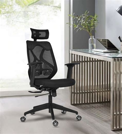 Buy Elite Breathable Mesh Ergonomic Chair In Black Colour With Headrest