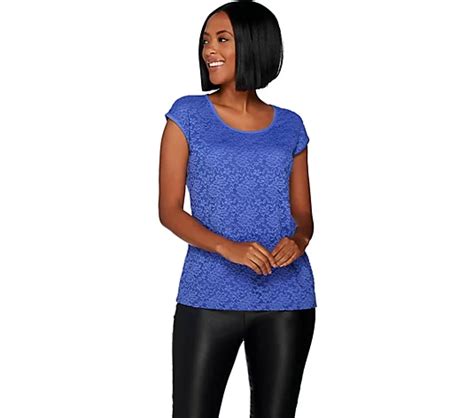 Susan Graver Modern Essentials Liquid Knit Top With Lace Front