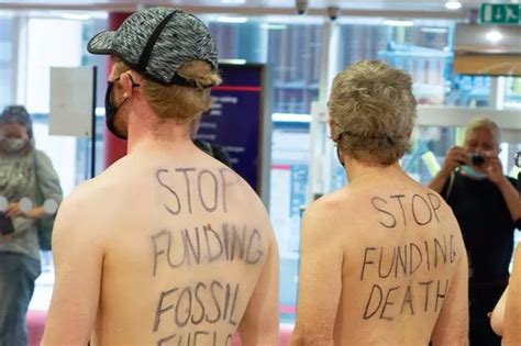 Extinction Rebellion Stage Naked Protest Outside Banks Teesside Live