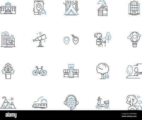 Travel Business Line Icons Collection Wanderlust Tourism Adventure