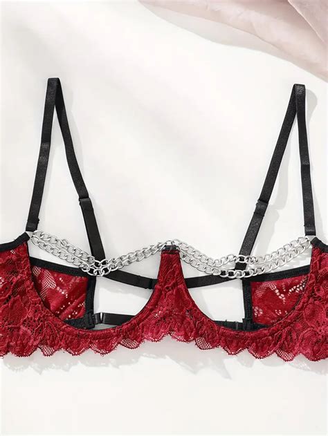 Erotic Floral Lace Lingerie Set Scallop Trim Chain Linked Temu Australia