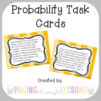 Probability Task Cards By Paging Through Lessons Tpt