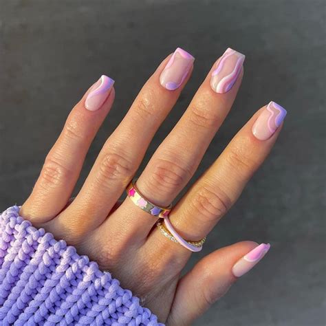 Purple And Silver Acrylic Nails