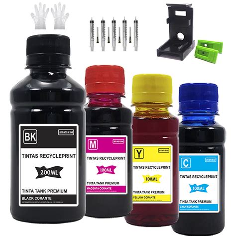 Kit Recarga Tinta Recycleprint Para Cartucho Hp