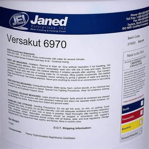 Janed Versakut 6970 Semi Synthetic Cutting Fluids For Industrial Pack