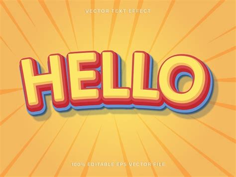 Hola Efecto De Texto D Eps De Texto Editable Vector Premium