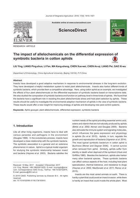 Pdf The Impact Of Allelochemicals On The Differential Expression Of