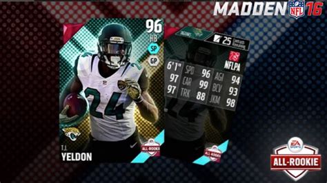 ALL ROOKIE T.J. YELDON STATS & MORE! MADDEN 16 ULTIMATE TEAM REVIEW! | MUT 16 Gameplay - YouTube