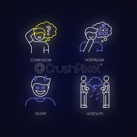 Human Behaviour Neon Light Icons Set Stock Vector Crushpixel