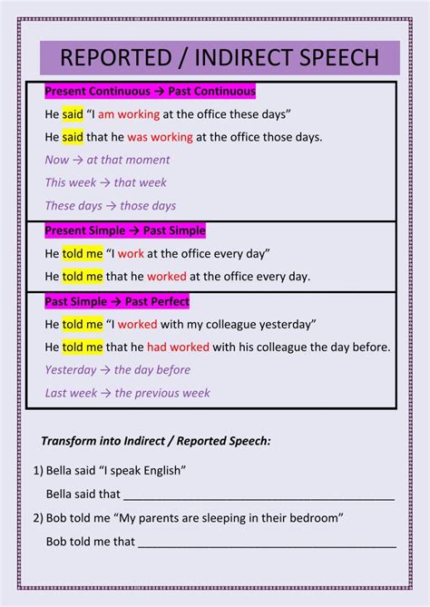 Speech Activities Interactive Activities Direct And Indirect Speech