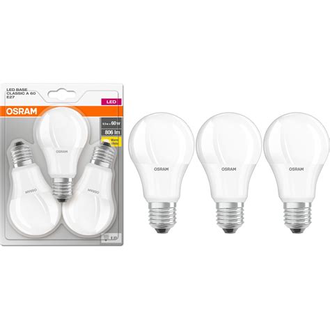 Set 3 Becuri LED Osram A60 E27 8 5W 60W 806 Lm Mat Lumina Calda