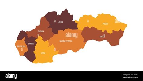 Eslovaquia Mapa Pol Tico De Las Divisiones Administrativas Regiones