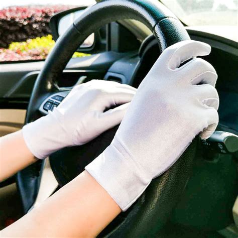 Women Fashion Summer Pure Color Thin Spandex Driving Gloves Anti Uv Sun Protection Etiquette