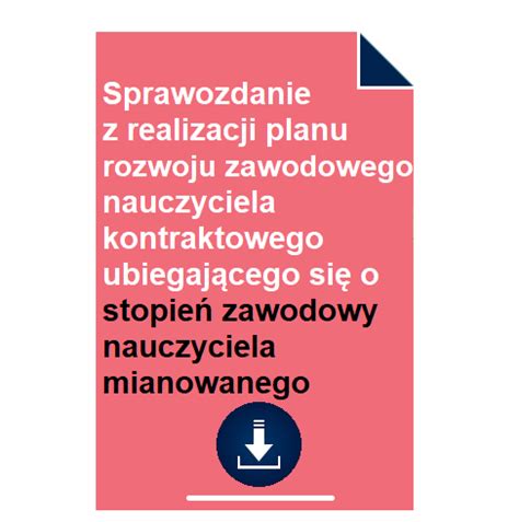 Sprawozdanie Z Realizacji Planu Rozwoju Zawodowego Nauczyciela