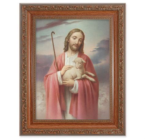 Good Shepherd Mahogany Finish Framed Art Buy Religious Catholic Store