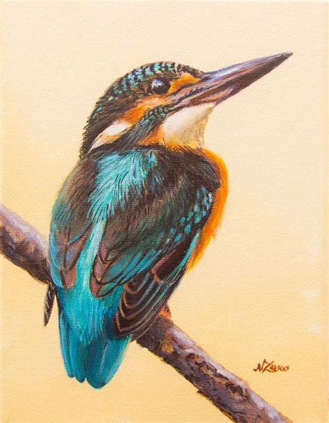 Kingfisher Acrylic Painting By Norma Beatriz Zaro Eisvogel