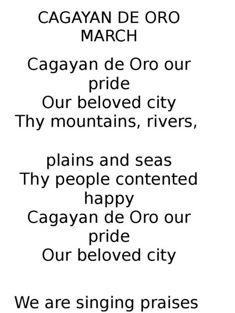 Cagayan De Oro March Pdf