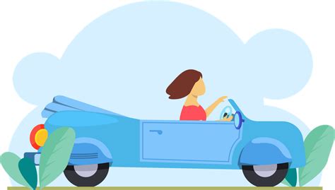 Girl Driving Car Cartoon