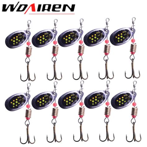 10Pcs Lot Metal Fishing Lure Set 2 5g Spoon Spinner Baits 360 Degree