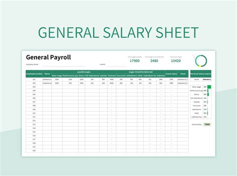 General Salary Sheet Excel Template And Google Sheets File For Free