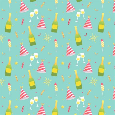 Premium Vector Seamless New Year Pattern With Flat Illustration Style