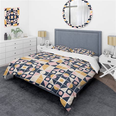 Designart Geometrical Retro Design I Mid Century Duvet Cover Set