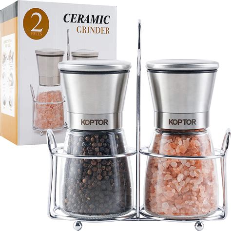 Luxury Stainless Steel Salt And Pepper Mill Set Of With Stand