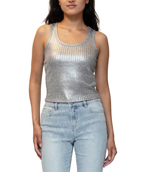 Stevie By Steve Madden Foil Rib Scoop Neck Tank Top Dillard S