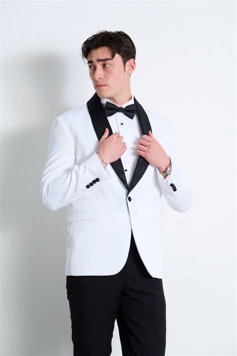 Suitor White Tuxedo With Black Lapels Hire Tuxedo Rentals Suitor