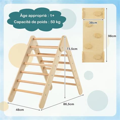 Costway En Aire De Jeux Enfant Montessori Triangle D Escalade En