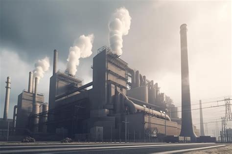 Premium Photo Industrial Landscape With Smokestack Generative Ai