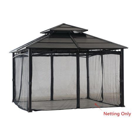 Sunjoy Black Replacement Mosquito Netting For Hardtop Gazebo 10X10 Ft