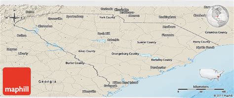 Shaded Relief Panoramic Map Of South Carolina