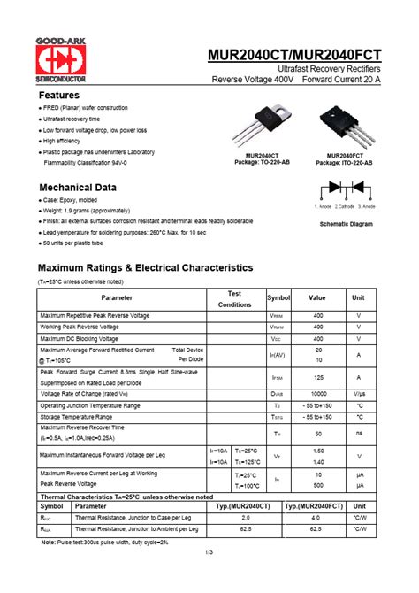 Mur Ct Datasheet Pdf Stock And Price Good Ark Diode Distributor