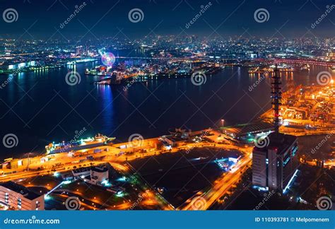 Aerial View of the Osaka Bay Harbor Area Stock Image - Image of asian ...