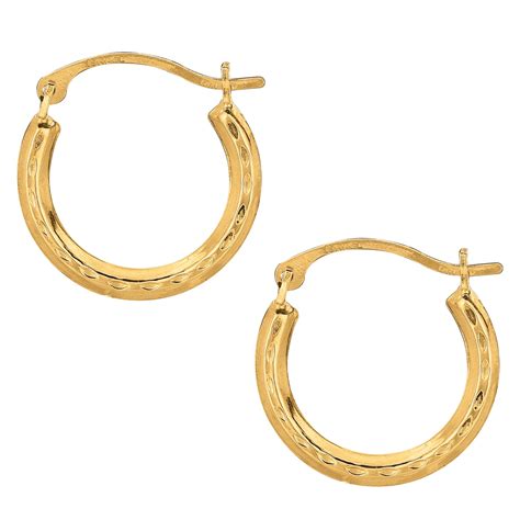 10k Yellow Gold Tubular Hoop Round Hoop Fancy Earrings