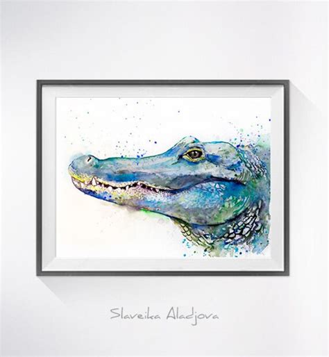 Alligator watercolor painting print Alligator art animal