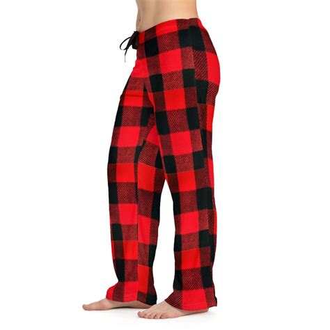 Red Black Plaid Women S Pajama Pants Red Checkered Pjs Etsy