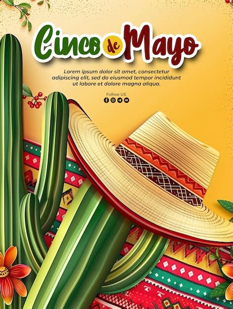 Premium PSD Cinco De Mayo Poster Template With A Cowboy Hat And