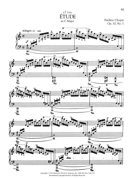 Frederic Chopin Etude In C Major Op No Sheet Music